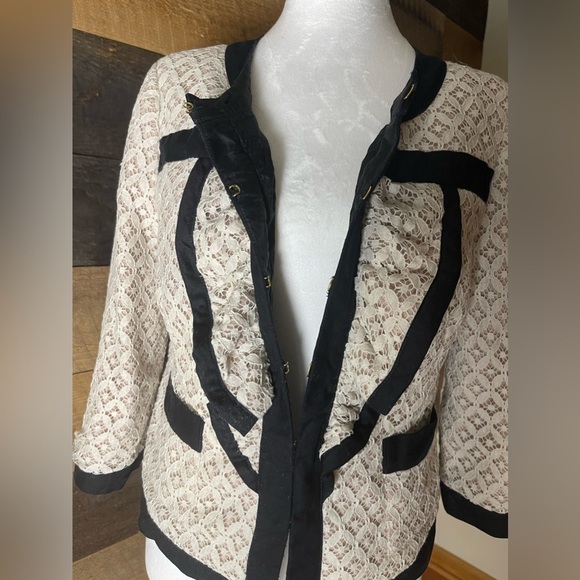 Anthropologie Lace Blazer Jacket By Tabitha Size Medium - Picture 5 of 9